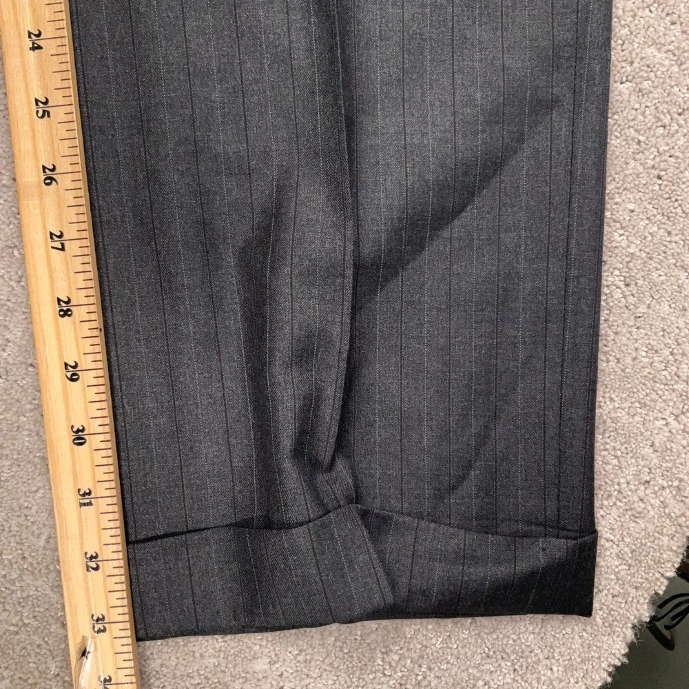 Piattelli‎ Barneys Mens Suit 54L Charcoal Purple Pinstripe Reda Italy